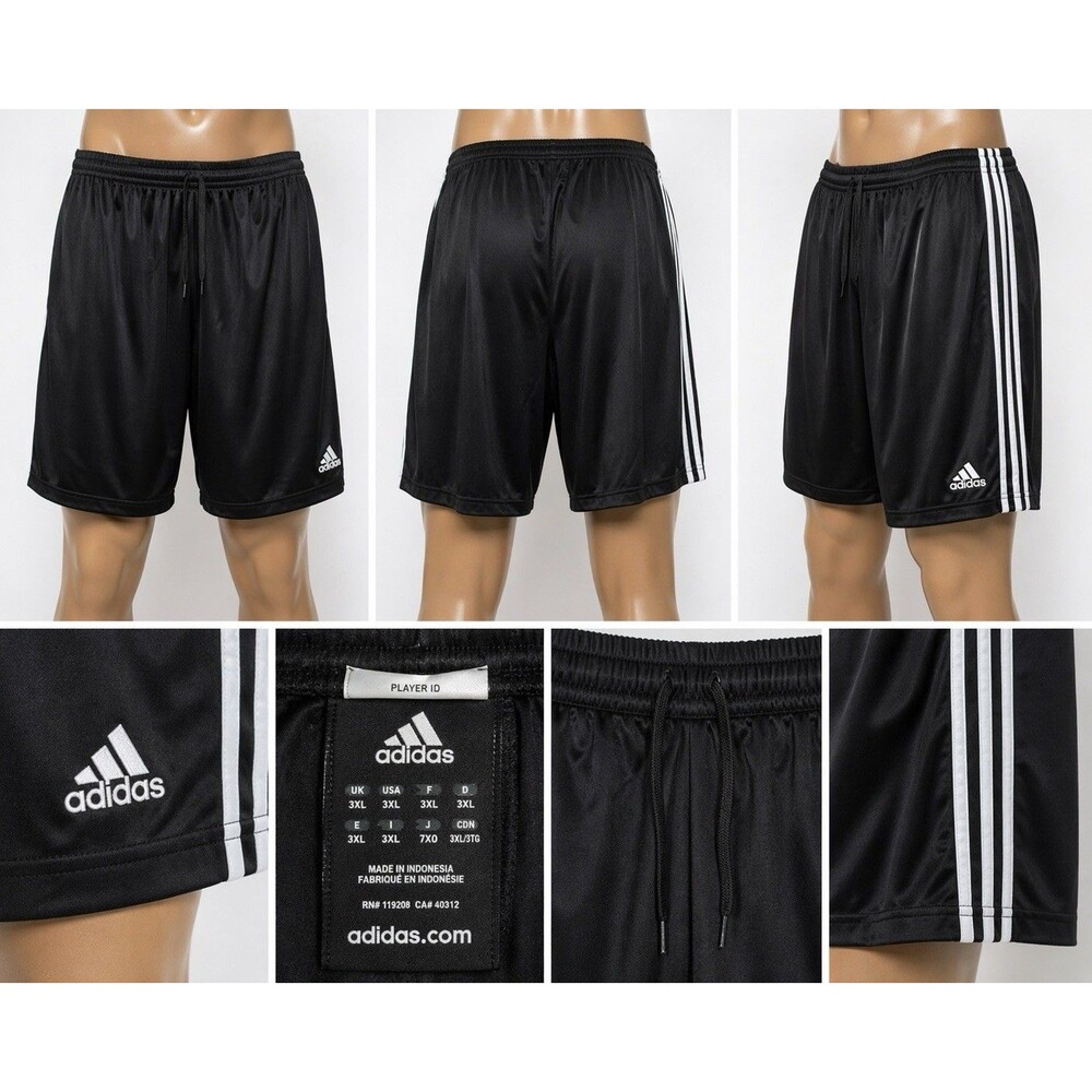 Adidas Player Id Shorts Mens  3XL Black 3 stripe Athletic Soccer Gym Lightweight